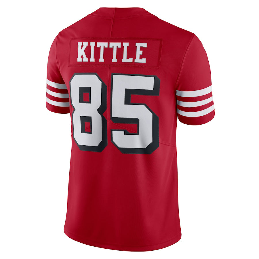 Custom 85 George Kittle New SF.49er Red Black Stitched American Football  Jerseys 2022