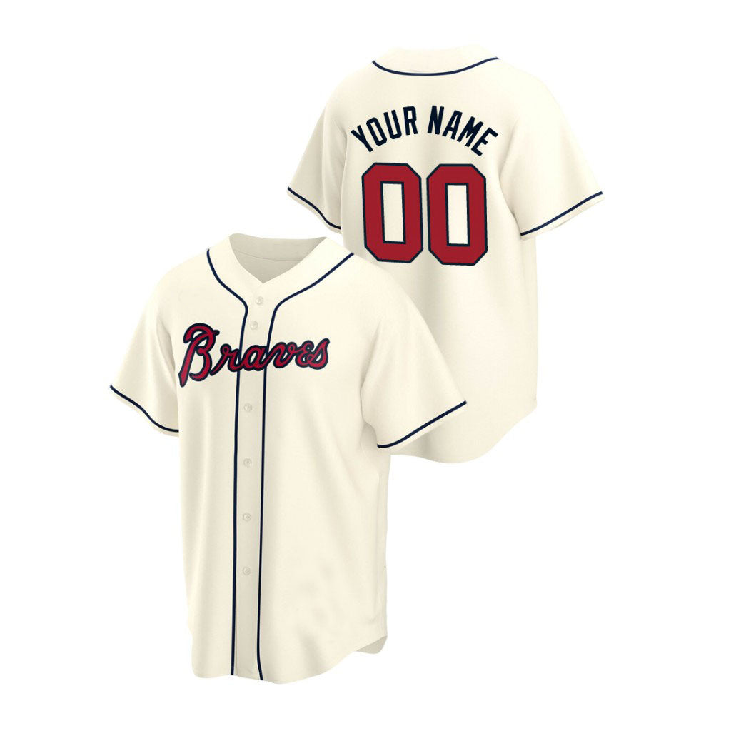 Custom Men Youth Women Atlanta Braves White Cooperstown Stitched Name And  Number Baseball Jersey