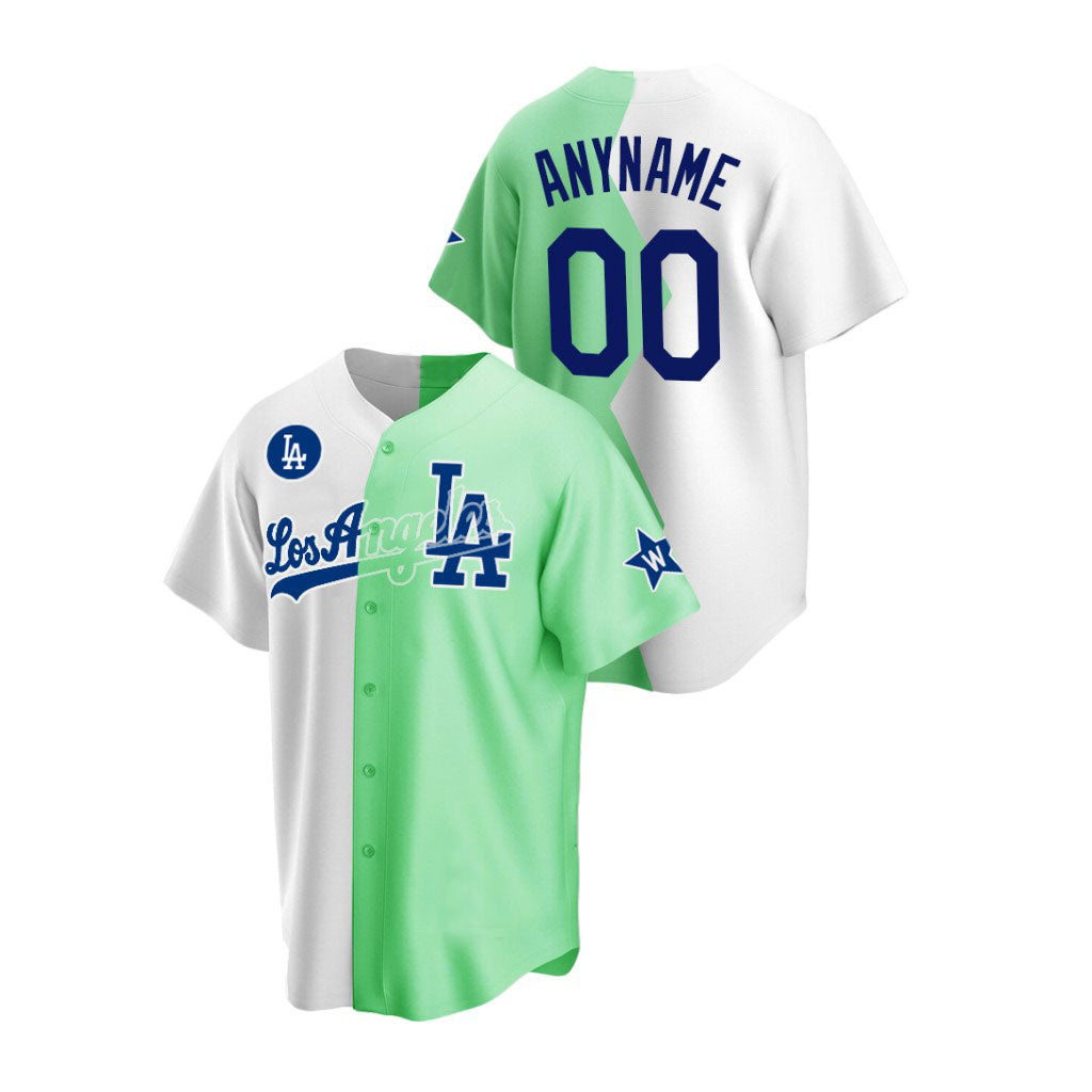 Custom Los Angeles Dodgers jersey 2022 All Star Celebrity Softball Game  White Green Split Baseball Anniversary Gift