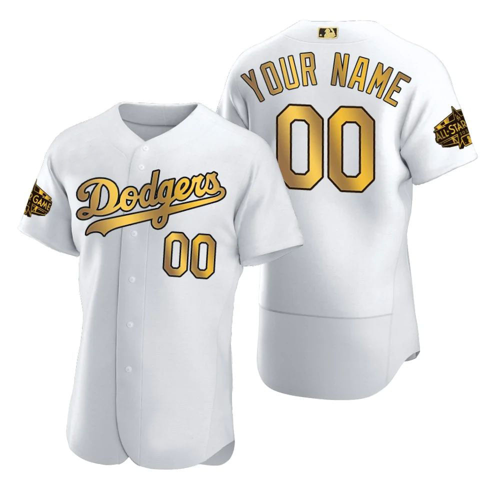 Custom Baseball Jerseys Los Angeles Dodgers White Gold 2022 All