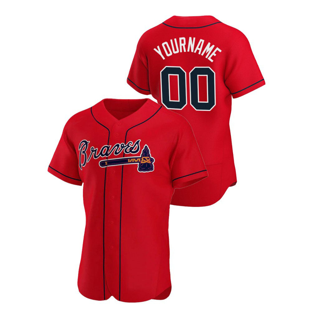 Mens Custom Atlanta Braves Stitched Red Baseball Jersey