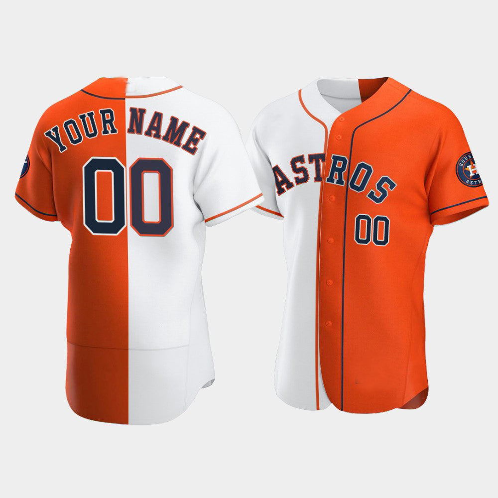 Baseball Jerseys Custom White Orange Houston Astros Split Two
