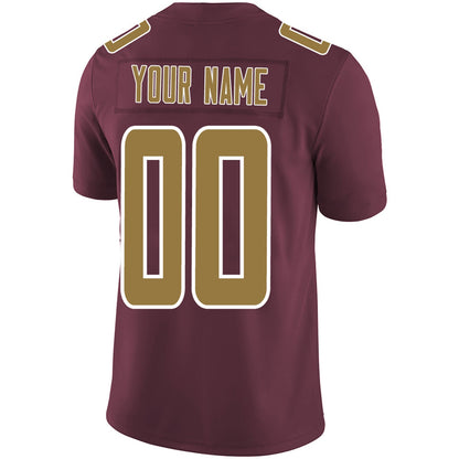 Custom W.Football Team Player or Personalized Design Your Own Name for Men's Women's Youth Jerseys Burgundy Football Jerseys