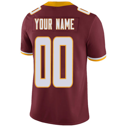 Custom W.Football Team Player or Personalized Design Your Own Name for Men's Women's Youth Jerseys Burgundy Football Jerseys