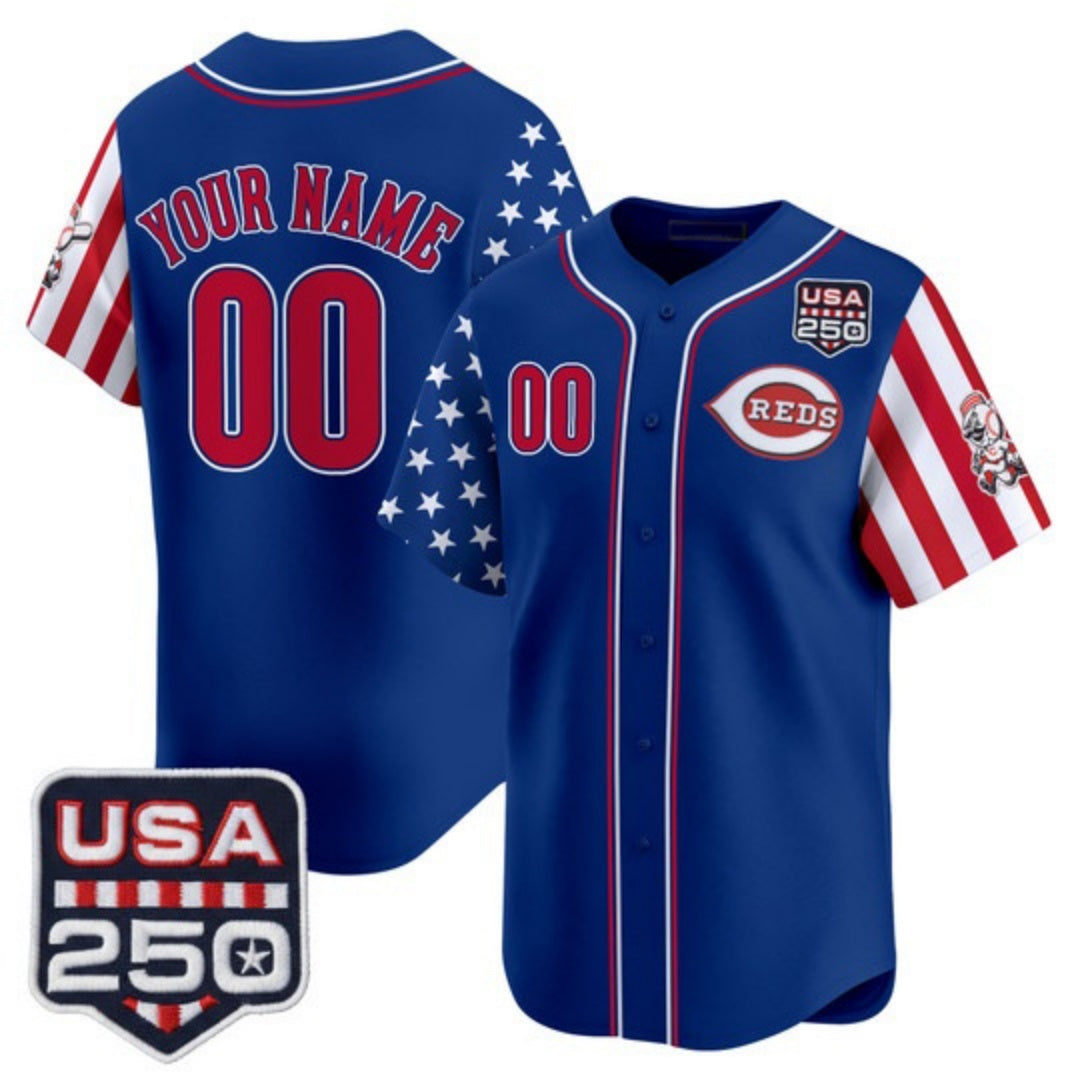 Custom Cincinnati Reds America 250 Edition Vapor Premier Limited Royal KLUNKIM Stitched Jerseys