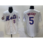 New York Mets #5 David Wright White KLUNKIM With Patch Stitched Jersey