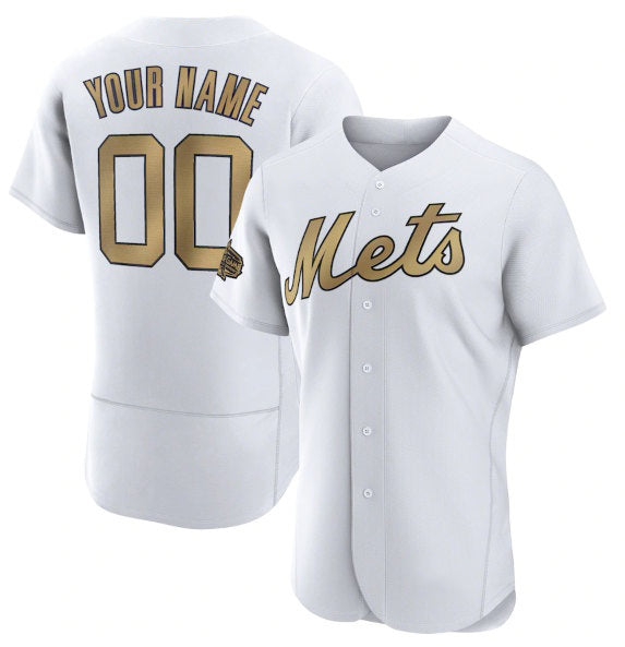 Custom New York Mets Active Player White KLUNKIM 2022 All-Star Flex Base Stitched Jersey