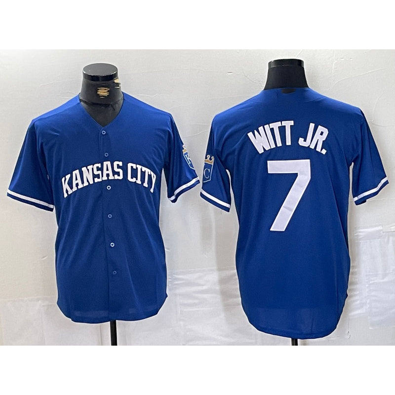 Kansas City Royals #7 Bobby Witt Jr Blue KLUNKIM Cool Base Stitched Jersey