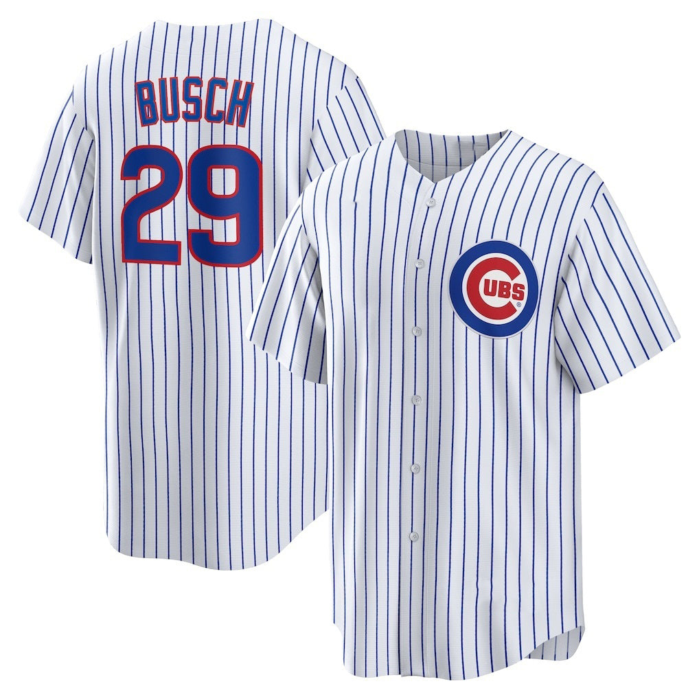 Chicago Cubs #29 Michael Busch White KLUNKIM Home Replica Jersey