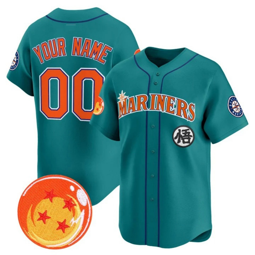 Custom Seattle Mariners x Dragon Ball Teal KLUNKIM Vapor Premier Limited Jersey - All Stitched