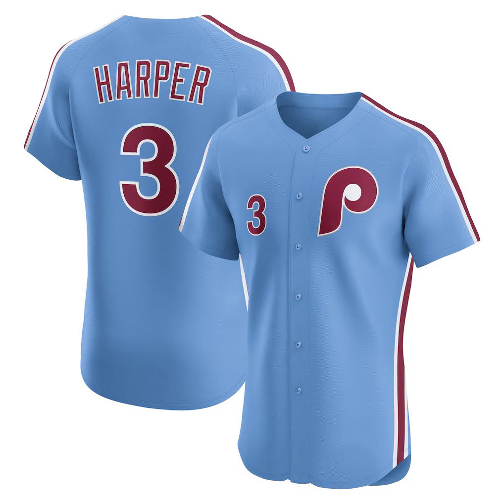 Philadelphia Phillies #3 Bryce Harper Light Blue KLUNKIM Alternate Elite Jersey