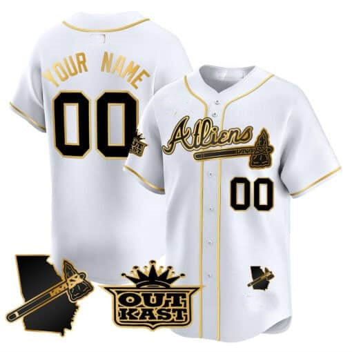 Custom Atlanta Braves Atliens Vapor Premier Limited Jersey V2 ¨C White Gold KLUNKIM