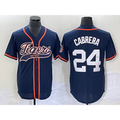 Detroit Tigers #24 Miguel Cabrera Navy KLUNKIM Cool Base Stitched Jersey