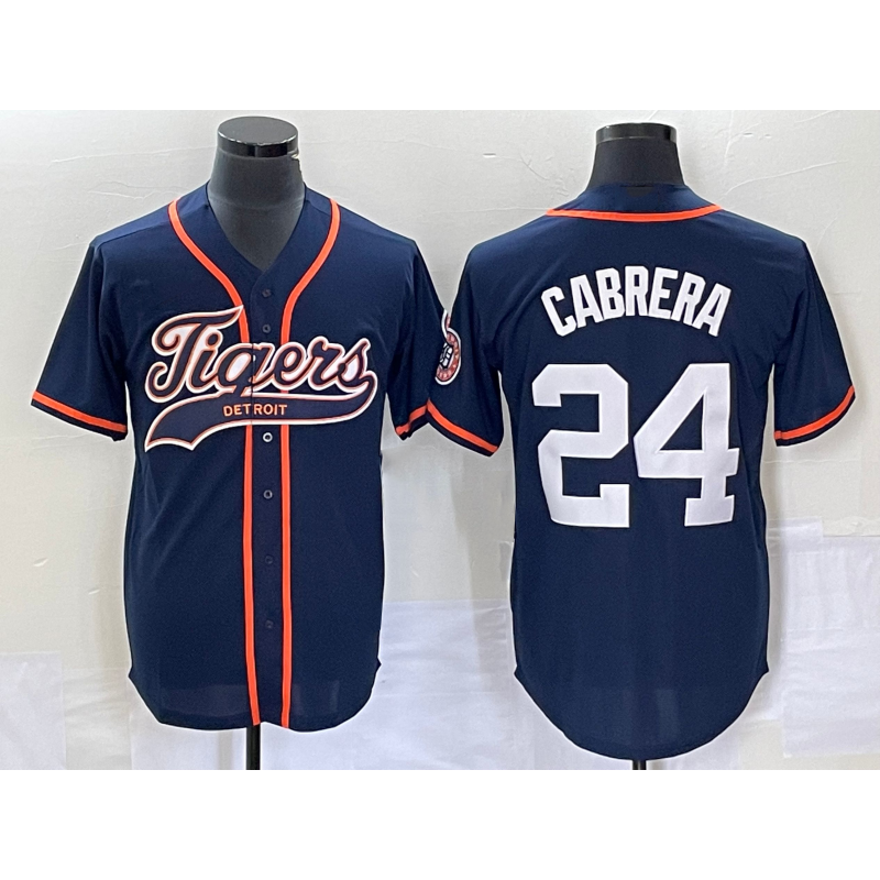 Detroit Tigers #24 Miguel Cabrera Navy KLUNKIM Cool Base Stitched Jersey