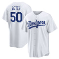 Los Angeles Dodgers #50 Mookie Betts White KLUNKIM Home Replica Player Name Jersey