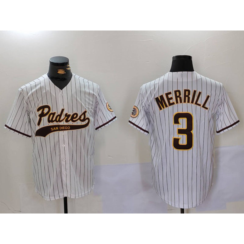 San Diego Padres #3 Jackson Merrill White KLUNKIM 2023 Cool Base Stitched Jersey 2
