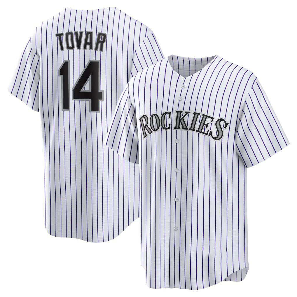 Colorado Rockies #14 Ezequiel Tovar White KLUNKIM Home Replica Jersey