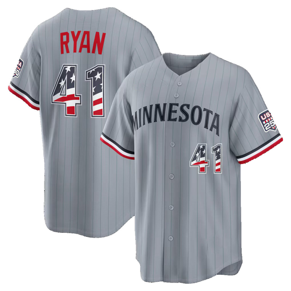 Minnesota Twins #41 Joe Ryan USA 250 Fourth of July Road Stadium Jersey - Gray KLUNKIM