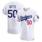 Los Angeles Dodgers #50 Mookie Betts Player White KLUNKIM Limited Elite Home Stitched Jerseys
