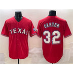 Texas Rangers #32 Evan Carter Red KLUNKIM Cool Base Stitched Jersey