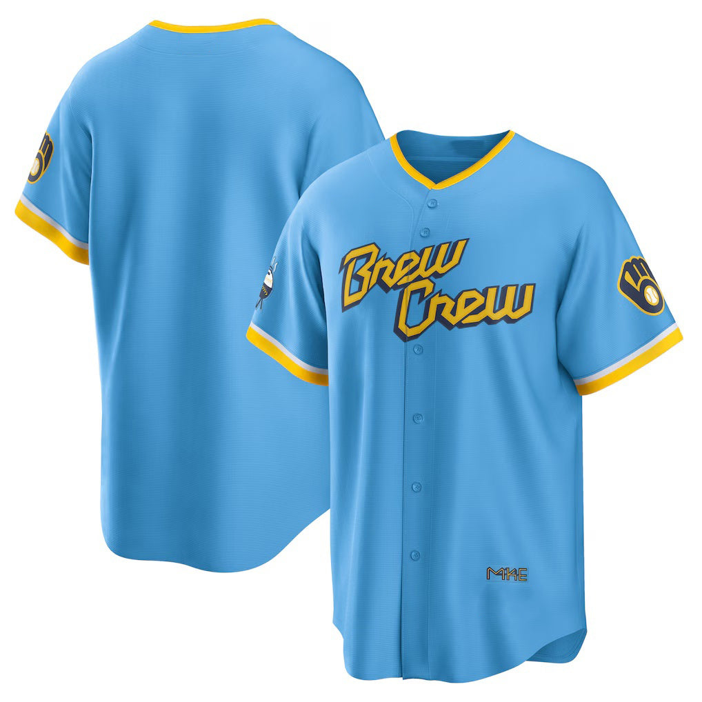 Milwaukee Brewers Powder Blue KLUNKIM City Connect Replica Team Jersey