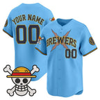 Custom Milwaukee Brewers x One Piece Light Blue KLUNKIM Vapor Premier Limited Jersey - Stitched