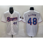 Texas Rangers #48 Jacob deGrom Number White KLUNKIM 2024 Gold Collection Limited Cool Base Jersey 2