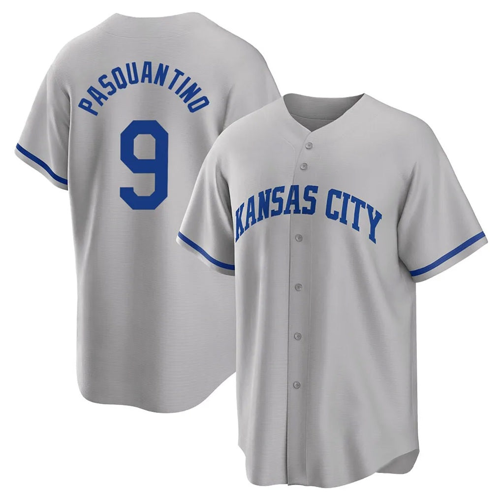 Kansas City Royals #9 Vinnie Pasquantino Player Gray KLUNKIM Game Home Stitched Jerseys