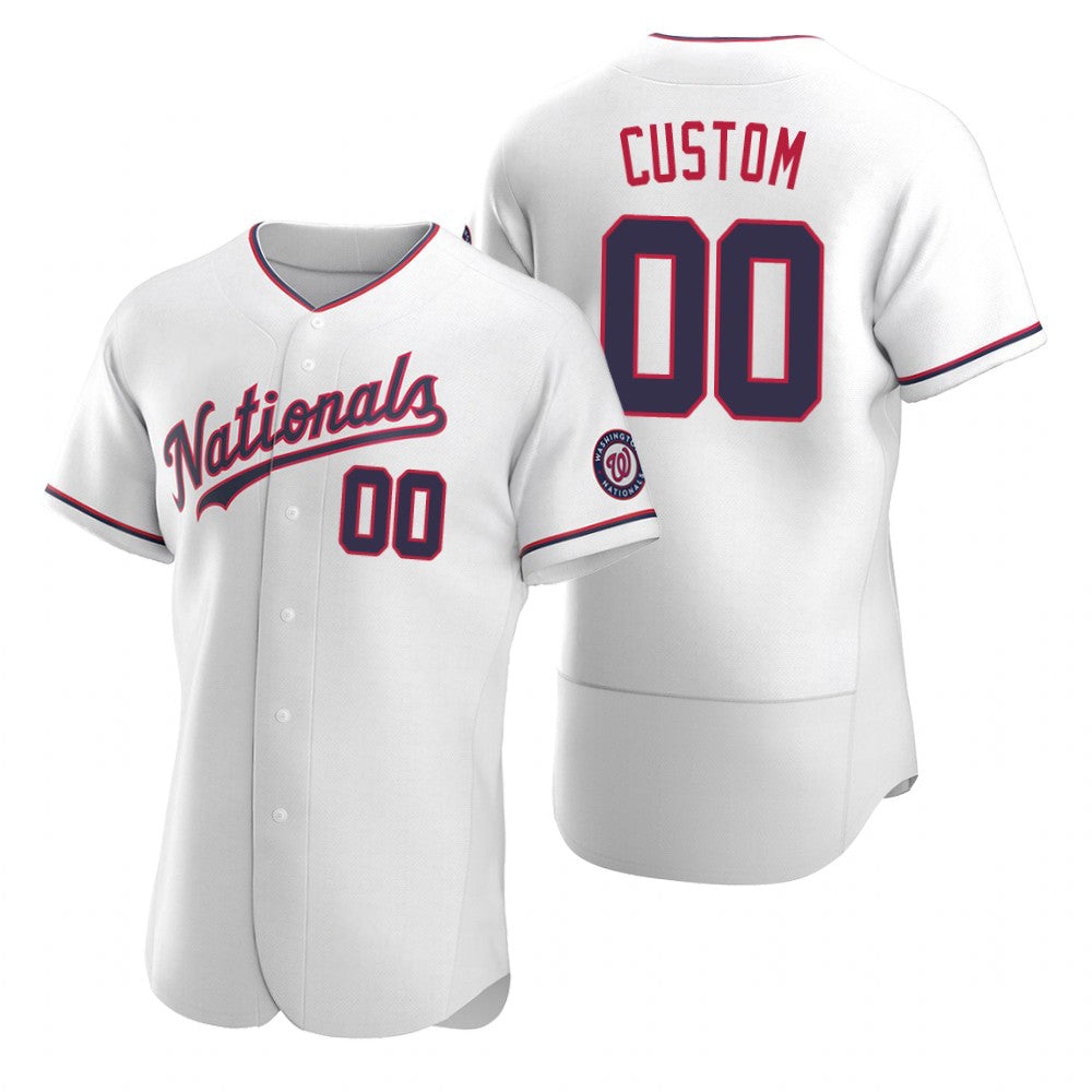 Custom Washington Nationals White KLUNKIM Stitched Flex Base Jersey