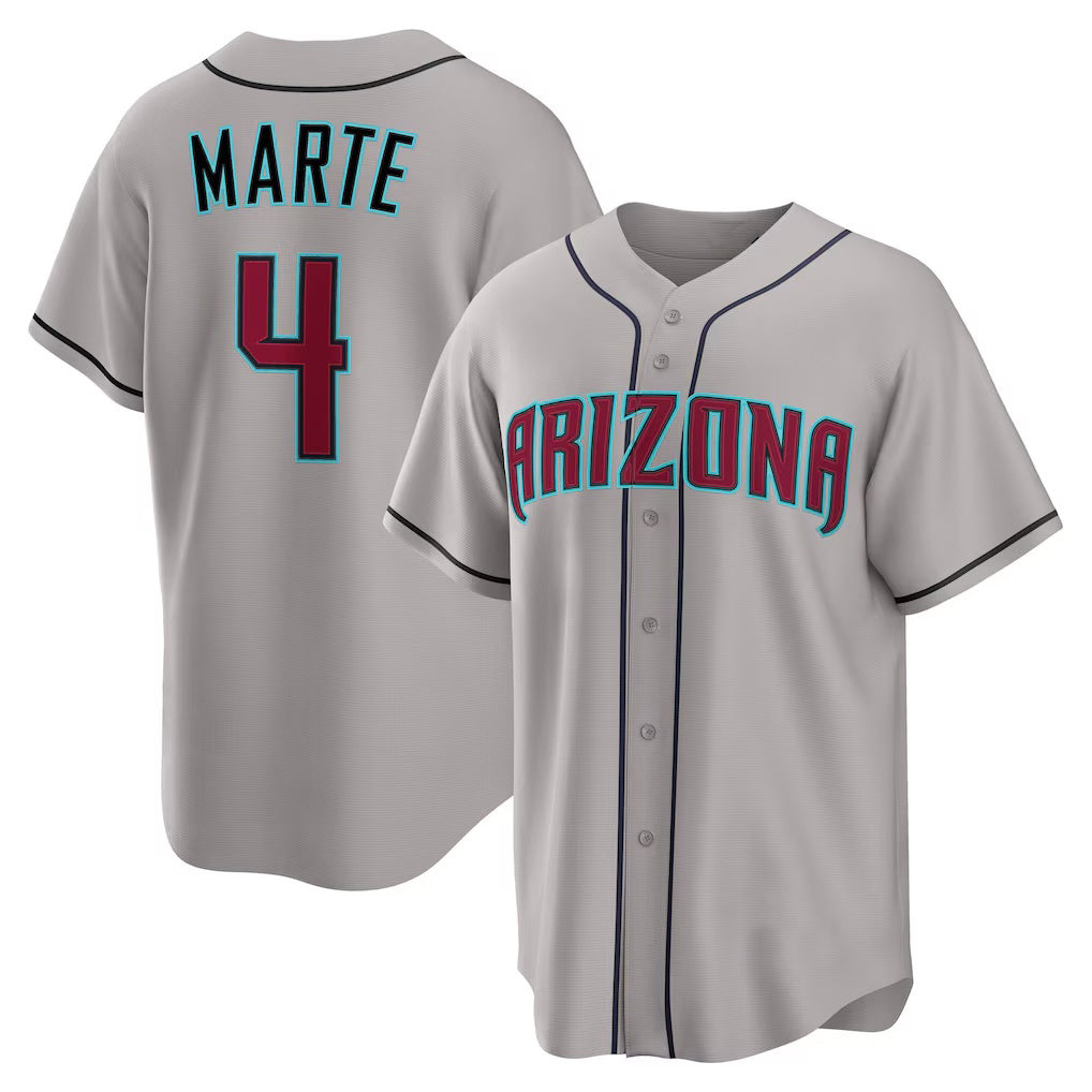 Arizona Diamondbacks #4 Ketel Marte Gray KLUNKIM Road Replica Jersey