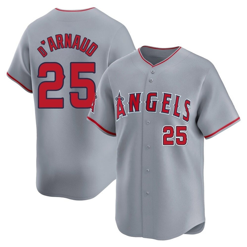 Los Angeles Angels #25 Travis d'Arnaud Player Gray KLUNKIM Home Limited Stitched Jerseys
