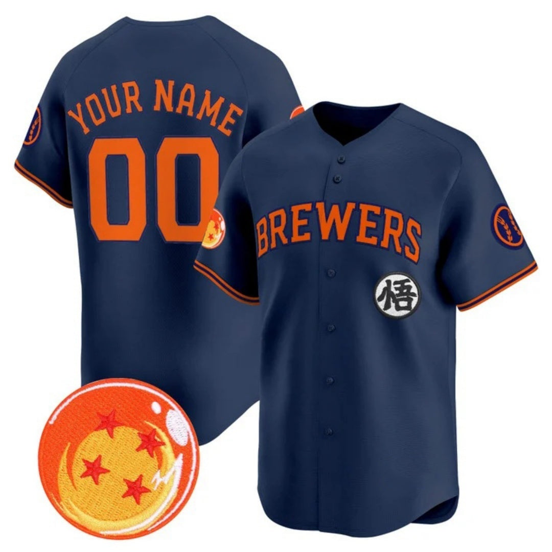 Custom Milwaukee Brewers x Dragon Ball Navy KLUNKIM Vapor Premier Limited Jersey - All Stitched