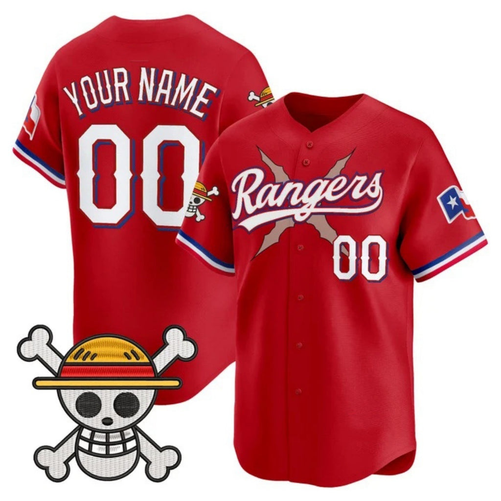 Custom Texas Rangers x One Piece Red KLUNKIM Vapor Premier Limited Jersey - Stitched