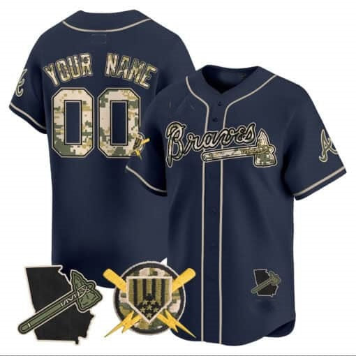 Custom Atlanta Braves Armed Forces Day Vapor Premier Limited Jersey ¨C Navy KLUNKIM