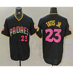 San Diego Padres #23 Fernando Tatis Jr Number Black KLUNKIM 20th Anniversary Cool Base Stitched Jersey