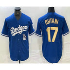 Los Angeles Dodgers #17 Shohei Ohtani Blue Gold KLUNKIM Stitched Cool Base Jerseys