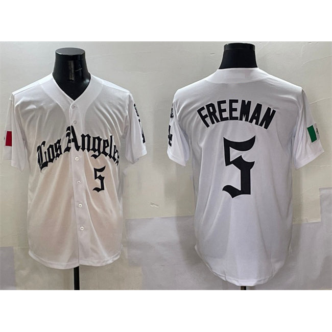 Los Angeles Dodgers #5 Freddie Freeman White KLUNKIM Mexico 2025 LA Gothic Style With Fernando Patch Vapor Premier Limited Stitched Jersey