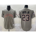 San Diego Padres #23 Fernando Tatis Jr. Gray KLUNKIM Fashion Throwback With Patch Cool Base Stitched Jersey