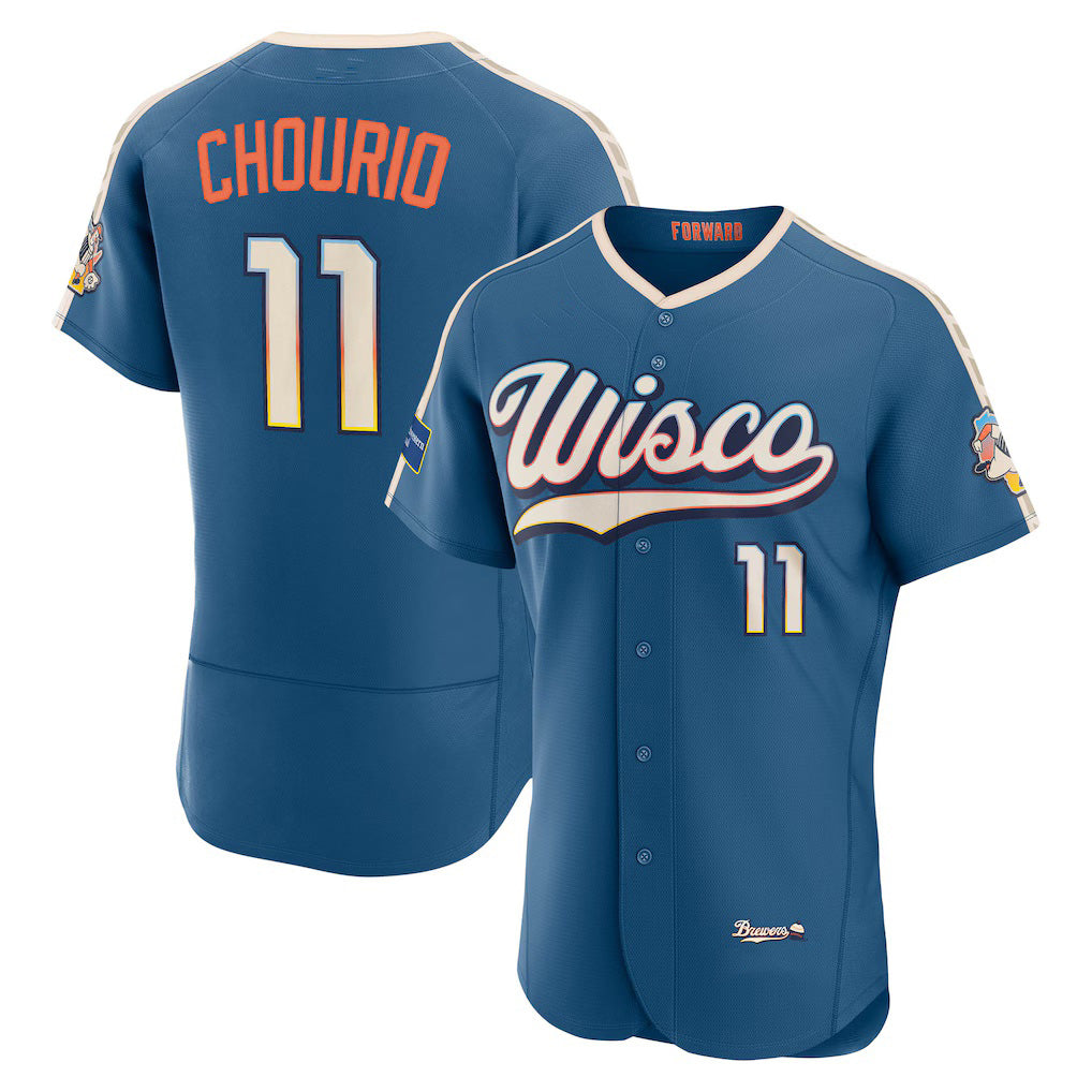 Milwaukee Brewers #11 Jackson Chourio Mineral Blue KLUNKIM 2026 City Connect Authentic Sponsor Patch Jersey