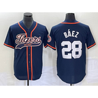 Detroit Tigers #28 Javier B¨¢ez Navy KLUNKIM Cool Base Stitched Jersey