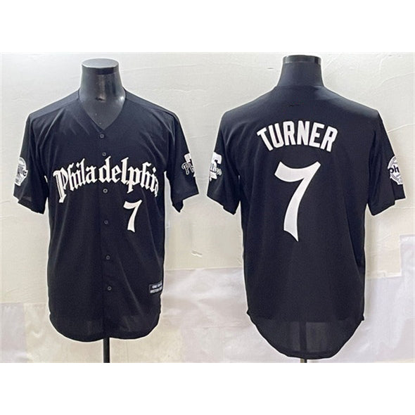 Philadelphia Phillies #7 Trea Turner Black KLUNKIM Gothic Vapor Limited Stitched Jersey