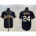Seattle Mariners #24 Ken Griffey Jr. Black Gold KLUNKIM Cool Base Stitched Jersey