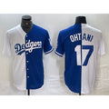 Los Angeles Dodgers #17 Shohei Ohtani White Blue KLUNKIM Two Tone Stitched Jerseys