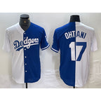 Los Angeles Dodgers #17 Shohei Ohtani White Blue KLUNKIM Two Tone Stitched Jerseys