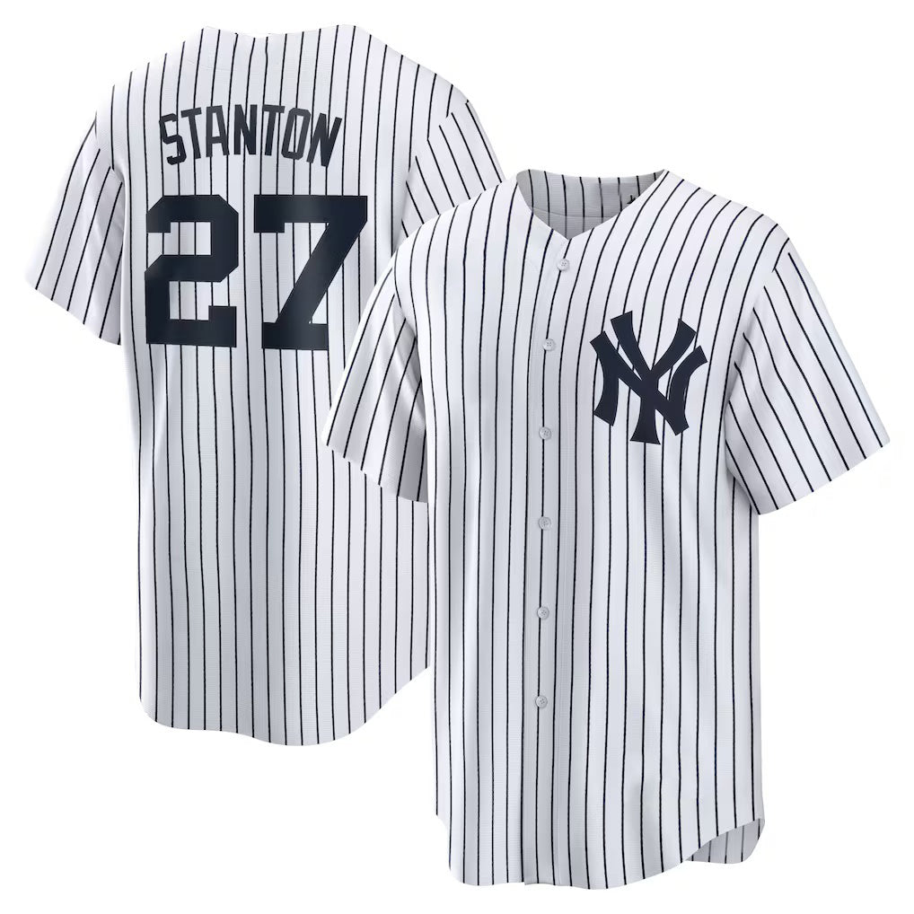 New York Yankees #27 Giancarlo Stanton White KLUNKIM Home Replica Player Name Jersey