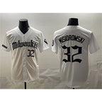 Milwaukee Brewers #32 Jacob Misiorowski White KLUNKIM 'Gothic 414 Shadows Edition' Vapor Premier Limited Stitched Jersey