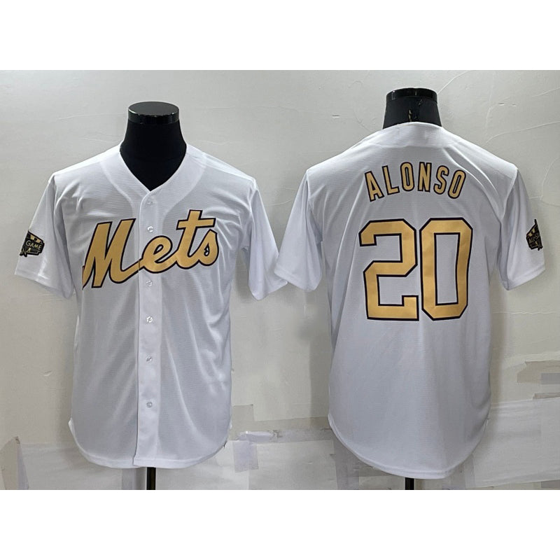 New York Mets #20 Pete Alonso White KLUNKIM 2022 All Star Stitched Cool Base Jersey