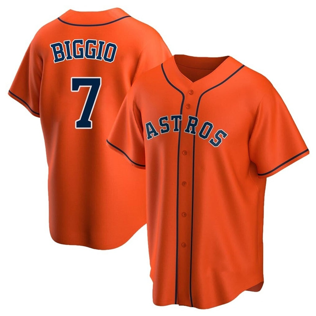 Houston Astros #7 Craig Biggio Player Orange KLUNKIM Home Game Stitched Jerseys