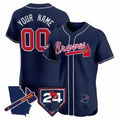 Custom Atlanta Braves 2024 Spring Training & Georgia Patch Vapor Premier Elite Jersey ¨CNavy KLUNKIM