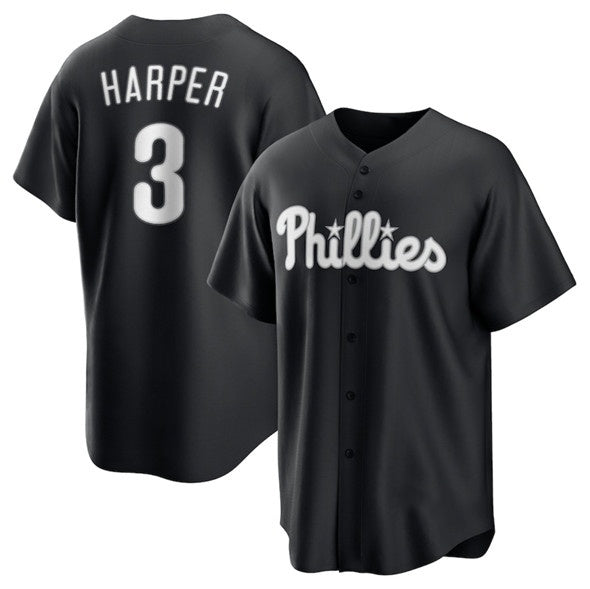 Philadelphia Phillies #3 Bryce Harper Black KLUNKIM Lights Out Limited Stitched Jersey